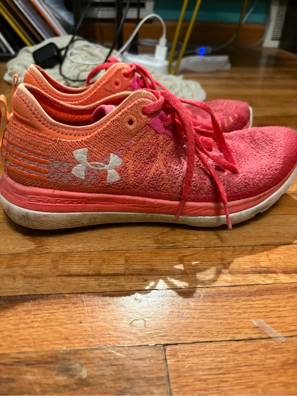Under Armour Women's Pink Coral Knit Training Sneakers